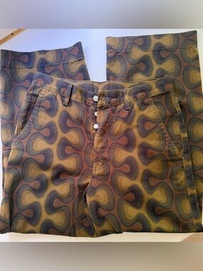 Dries Van Noten Brown & Olive Geometric Patterned Chinos